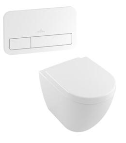 Villeroy & Boch Subway 2.0 Back to Wall Inwall Toilet Suite Soft Close Seat E200 Push Panel White