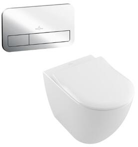 Villeroy & Boch Subway 2.0 Back to Wall Inwall Toilet Suite Slim Seat E200 Push Panel Chrome