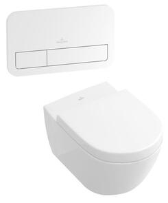 Villeroy & Boch Subway 2.0 Wall Hung Inwall Toilet Suite Soft Close Seat E200 Push Panel White
