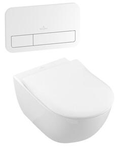 Villeroy & Boch Subway 2.0 Wall Hung Inwall Toilet Suite Slim Seat E200 Push Panel White