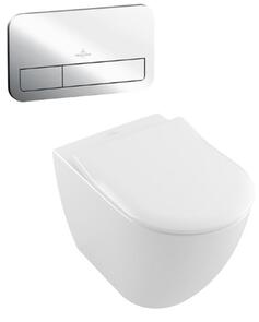 Villeroy & Boch Subway 3.0 Back to Wall Inwall Toilet Suite Slim Seat E200 Push Panel Chrome