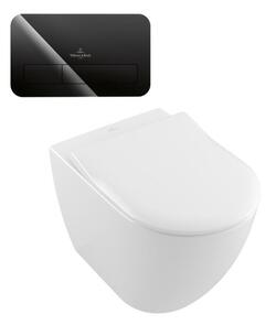 Villeroy & Boch Subway 3.0 Back to Wall Inwall Toilet Suite Slim Seat M200 Push Panel Glass Gloss Black