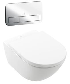 Villeroy & Boch Subway 3.0 Wall Hung Inwall Toilet Suite Soft Close Seat E200 Push Panel Chrome