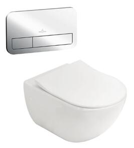 Villeroy & Boch Subway 3.0 Wall Hung Inwall Toilet Suite Slim Seat E200 Push Panel Chrome