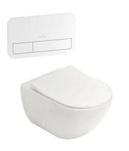Villeroy & Boch Subway 3.0 Wall Hung Inwall Toilet Suite Slim Seat E200 Push Panel White