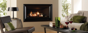 Rinnai Symmetry Inbuilt Gas Fireplace with Black Fascia