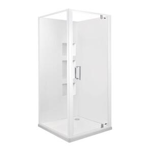 Englefield Topaz II Square Shower Side Recessed Wall Rear Waste White, 900x900mm