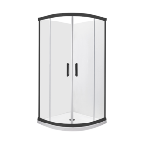 Englefield Topaz II Round Sliding Shower Flat Wall Centre Waste Black, 1000x1000mm