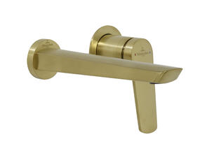Villeroy & Boch Stratos Basin Mixer Wall Mounted Brushed Gold, 195mm
