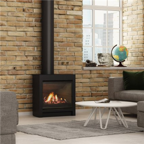 Escea Freestanding Gas Fireplace DFS730 Volcanic Black , Logs, Flue