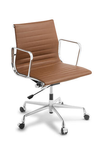 Eames Replica Classic Mid Back Tan leather Chair | Hurdleys Office ...