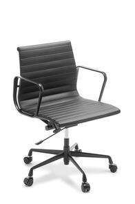 Eames Replica Classic Mid Back Chair Black Frame Black Leather