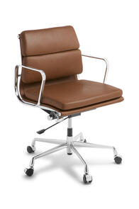 Eames Replica Soft Pad Mid Back Tan Leather Chair