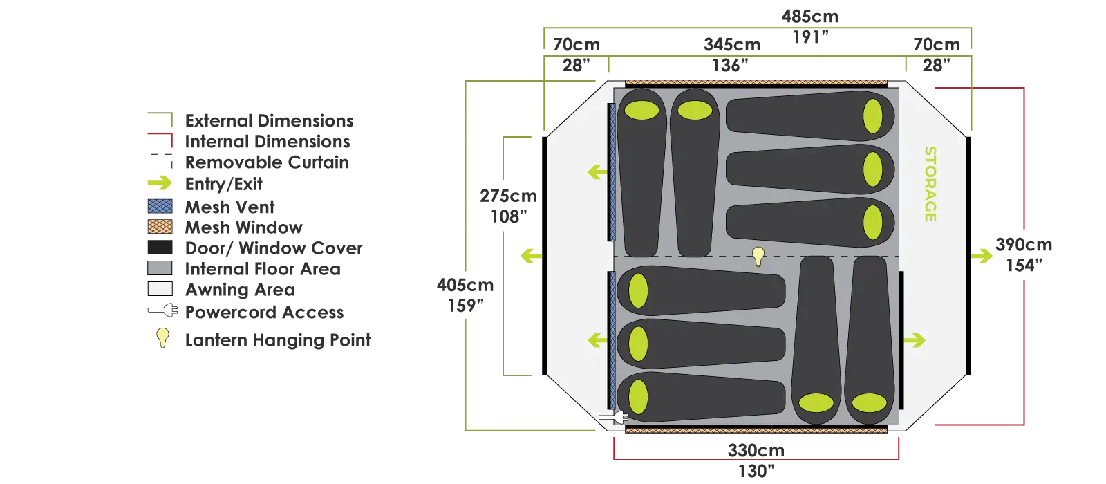 Zempire AeroSpeed 10 Air Tent Layout