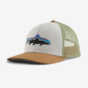 Patagonia Fitz Roy Trout Trucker Hat - White with Classic Tan