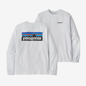 Patagonia Men's Long-Sleeved P-6 Logo Responsibili-Tee - White