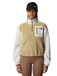 The North Face Women's Yumiori Quarter-Zip Fleece - Khaki Stone / White Dune / Utility Brown