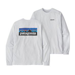 Patagonia Men's Long-Sleeved P-6 Logo Responsibili-Tee - White