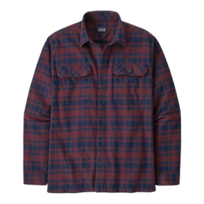 Patagonia Men's Long Sleeve Organic Cotton Midweight Fjord Flannel Shirt - Connected Lines: Sequoia Red