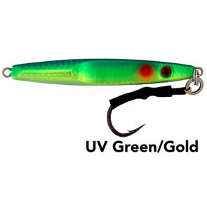 Black Magic Flutter Jig - UV Green / Gold