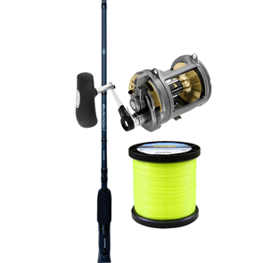 Shimano Tyrnos 50LRS 2 Speed | Blackout 5ft 6in Roller Tip 24kg Game Combo with 24kg Tiagra Mono