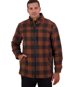 Swanndri Men's Hudson Wool Jacket - Shadow / Rusty Check