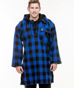 Swanndri Men's Original Wool Bushshirt with Lace-up Front - Blue / Black