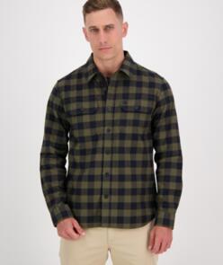 Swanndri Men's Taranaki Tailor Long Sleeve Shirt - Olive / Navy
