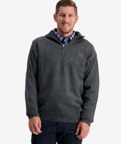 Swanndri Men's Mariner Wool Zip Neck Sweater - Charcoal