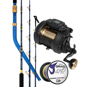 Daiwa 22 Tanacom 1200AJ | 22 Seapower 5ft 5in PE6-10 Bent Butt Electric Combo with Braid