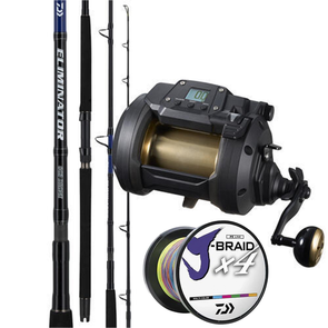 Daiwa 22 Tanacom 1200AJ | Eliminator 8ft 3 Piece Electric Drone Combo with Braid