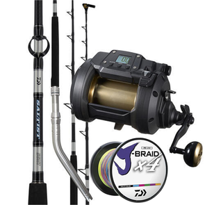 Daiwa 22 Tanacom 1200AJ | Saltist 5ft 6in Bent Butt Swivel Tip Electric Combo with Braid