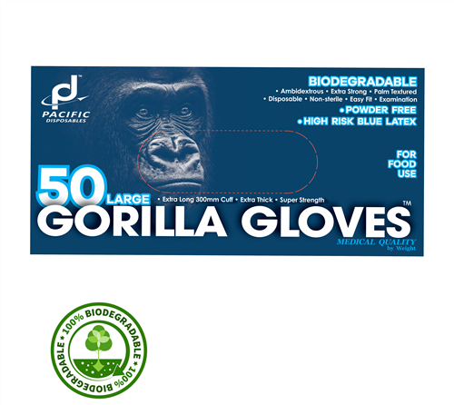 Pacific Disposables Gorilla Blue Latex Gloves