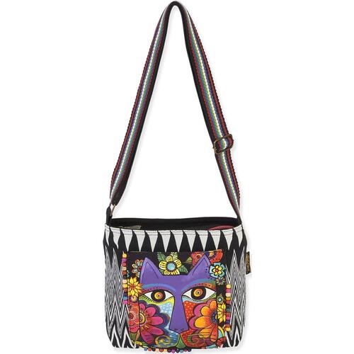 Laurel Burch Crossbody 13.5"X4"X10" - Blossoming Feline