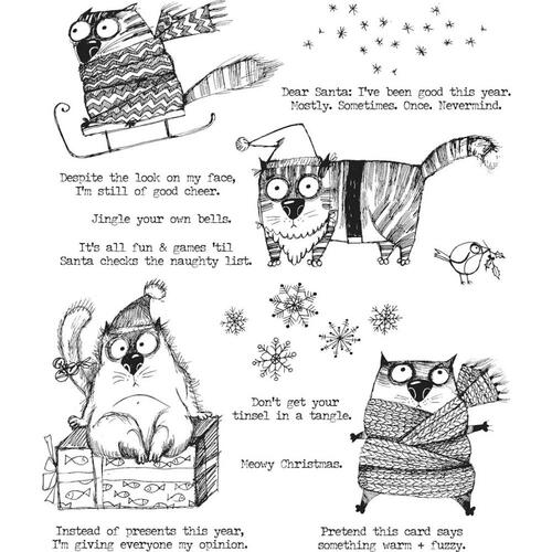 Stampers Anonymous Tim Holtz Cling Stamps - Snarky Cats Christmas