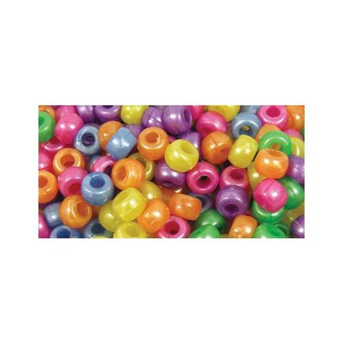 Craft Medley Barrel Pony Beads 6mmx9mm 175/Pkg - Pearlized Multicolor