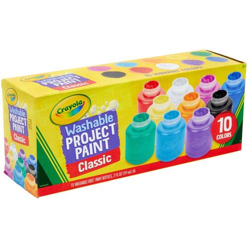 Crayola Washable Project Paint, Classic Colors, 2 oz., 6 Bottles Per Pack,  6 Packs