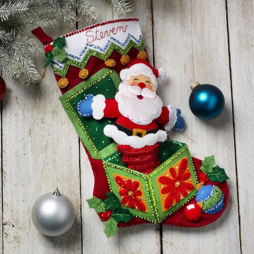 Bucilla Felt Stocking Applique Kit 18 Long-Santa Chrismas Carols