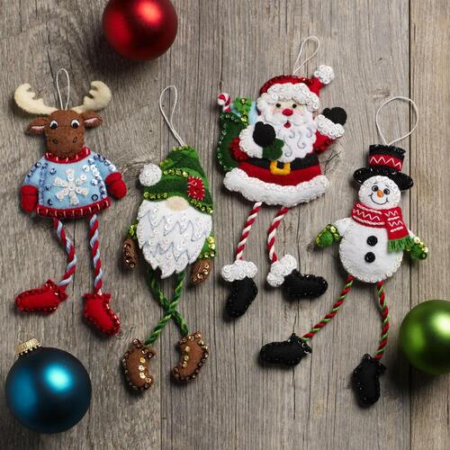Bucilla Felt Ornaments Applique Kit Set of 6 - Christmas Gnomes