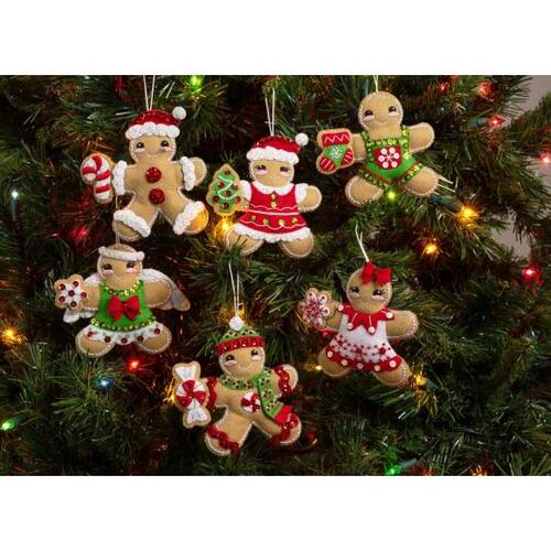 Bucilla Felt Ornaments Applique Kit Set of 6 - Santa's Tree Treasures