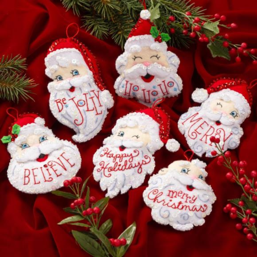 Bucilla Felt Ornaments Applique Kit Set of 6 - Christmas Gnomes