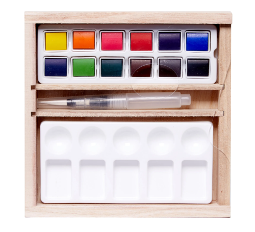 Byron Watercolour Wooden Box Pan Set 16pc