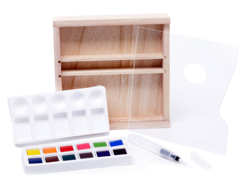 Byron Watercolour Wooden Box Pan Set 16pc