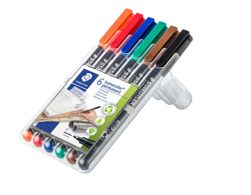 Staedtler Lumocolor Permanent Fine - Wallet Of 6 Assorted Colours | The ...