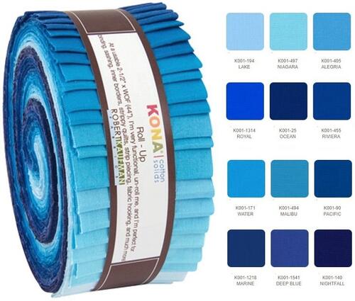 Robert Kaufman Roll-Ups: Kona Cotton, Overcast Palette