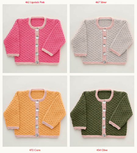 Sirdar Baby Two Colour Cardigan in Snuggly Cashmere Merino Knitting Pattern