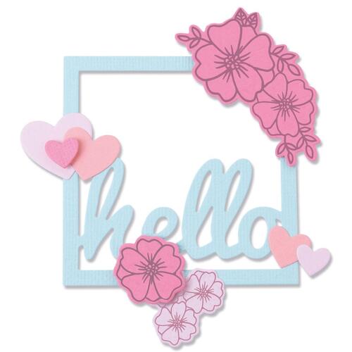 Sizzix  Framelits Die Set 8PK w/6PK Stamps Floral Hello