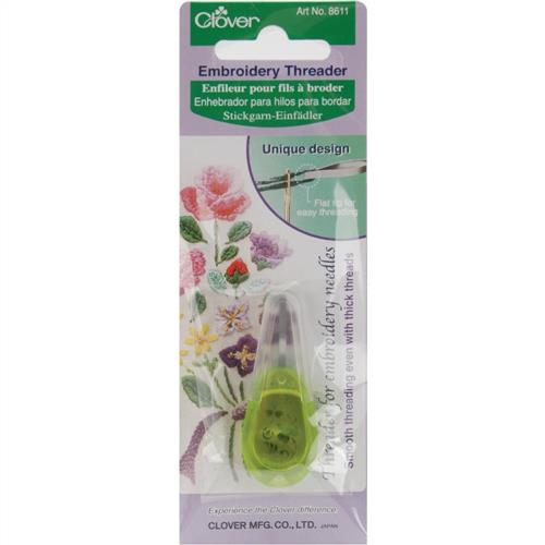 Clover 8611 Needle Threader for Embroidery Needles-Apple Green