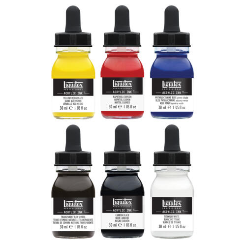 Liquitex Acrylic Ink Set 30ml, Essentials Set/6