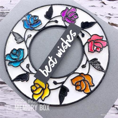 Memory Box  Stained Glass Rose Circle Frame - Dies